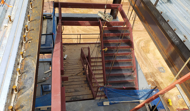 steel stair well installation